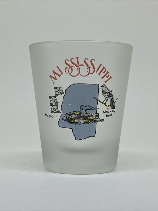 Other - Mississippi Souvenir Frosted Glass - Blue and White Design